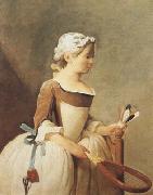 Jean Baptiste Simeon Chardin Girl with a Racquet and Shuttlecock (mk08) China oil painting reproduction